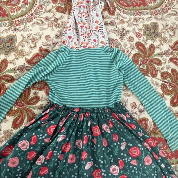Matilda Jane Striped and Floral Hooded Dress - Size 10 - Picture 2 of 4